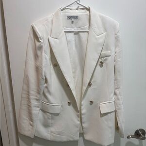 Elegant White Double-Breasted Women's Blazer
